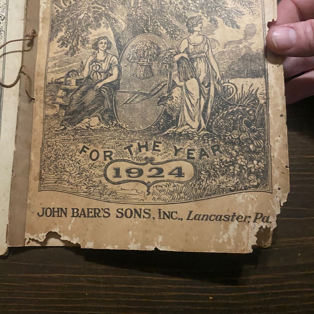9 Antique Agricultural Almanacs 1920-1922 1924-1929 John Baer's Sons Lancaster - Picture 8 of 16